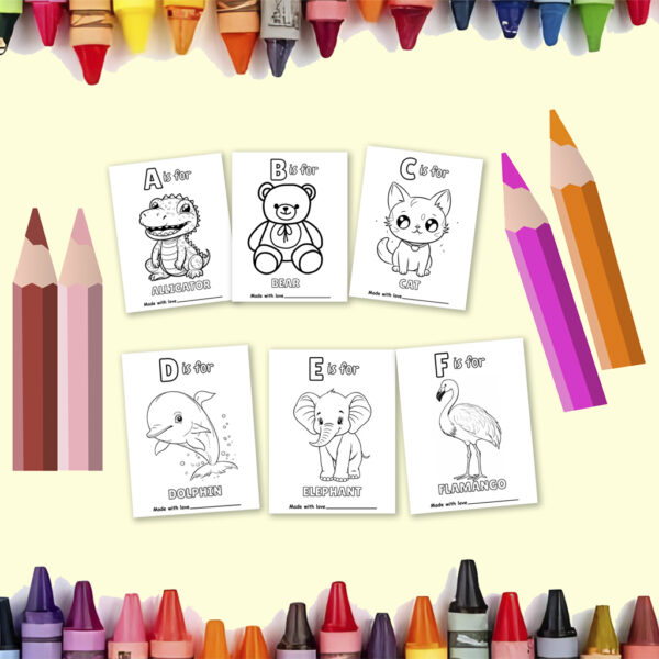 Baby’s First ABC Coloring Book | Baby Shower Coloring Book | ABC Book Baby Shower Activity | Educational Animal Alphabet Coloring Pages | PDF Download - Image 2