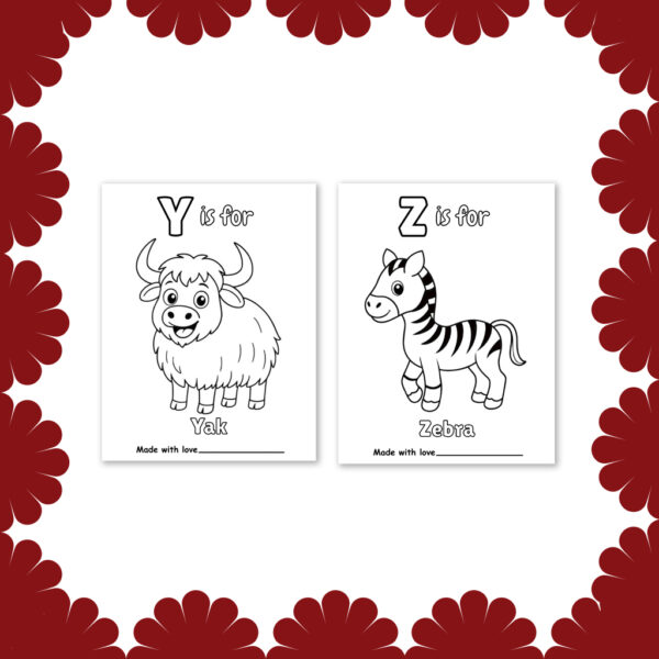 Baby’s First ABC Coloring Book | Baby Shower Coloring Book | ABC Book Baby Shower Activity | Educational Animal Alphabet Coloring Pages | PDF Download - Image 7