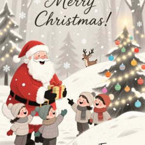 Cute Santa & Kids Christmas Greeting Card